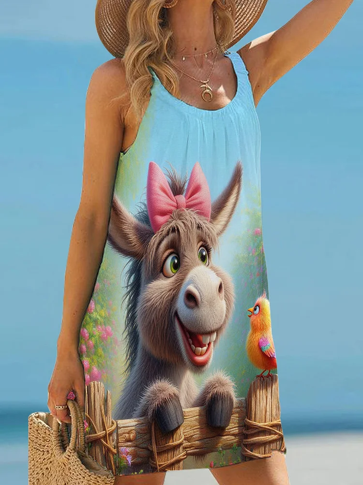 Funny Donkey Art Print Womens Dress