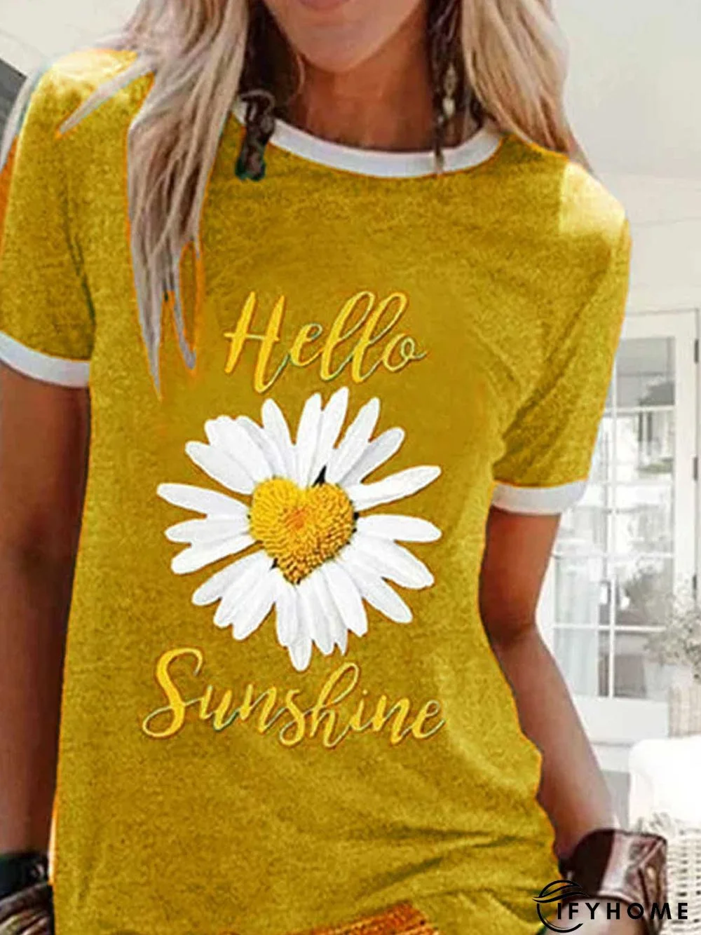 Green Cotton Round Neck Printed Casual T-shirt | IFYHOME