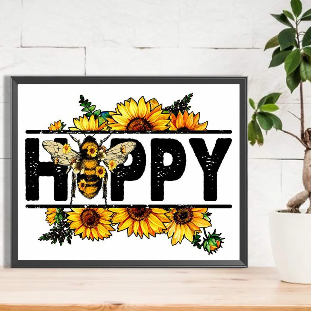 Full Round Diamond Painting 50*40cm - Bee Calligraphy And Painting