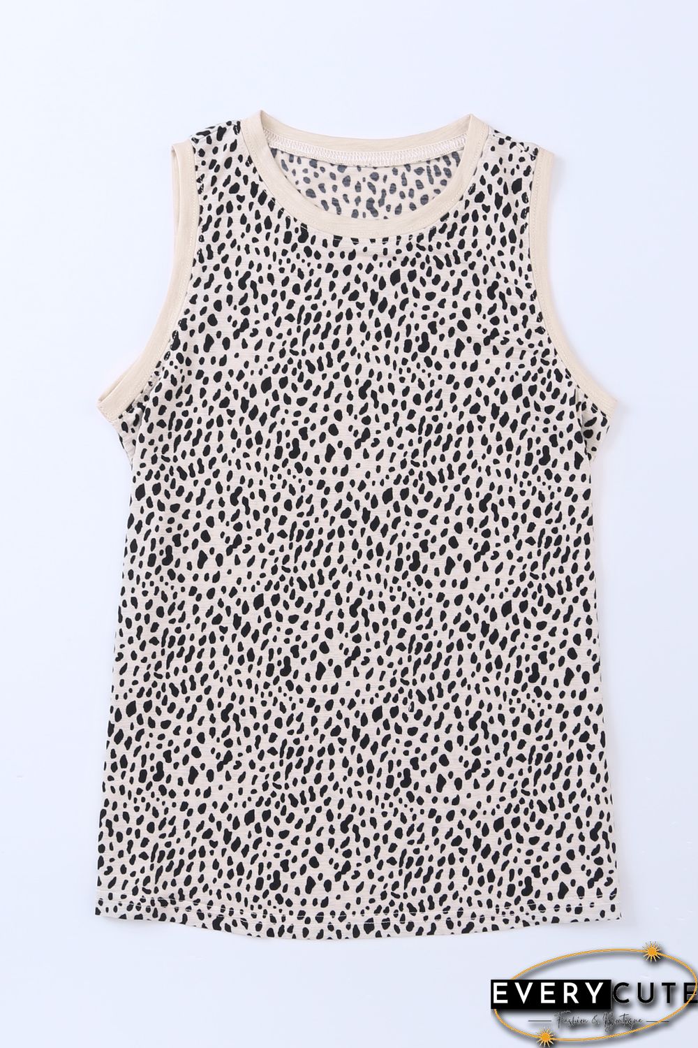 Leopard Print Round Neck Tank Top