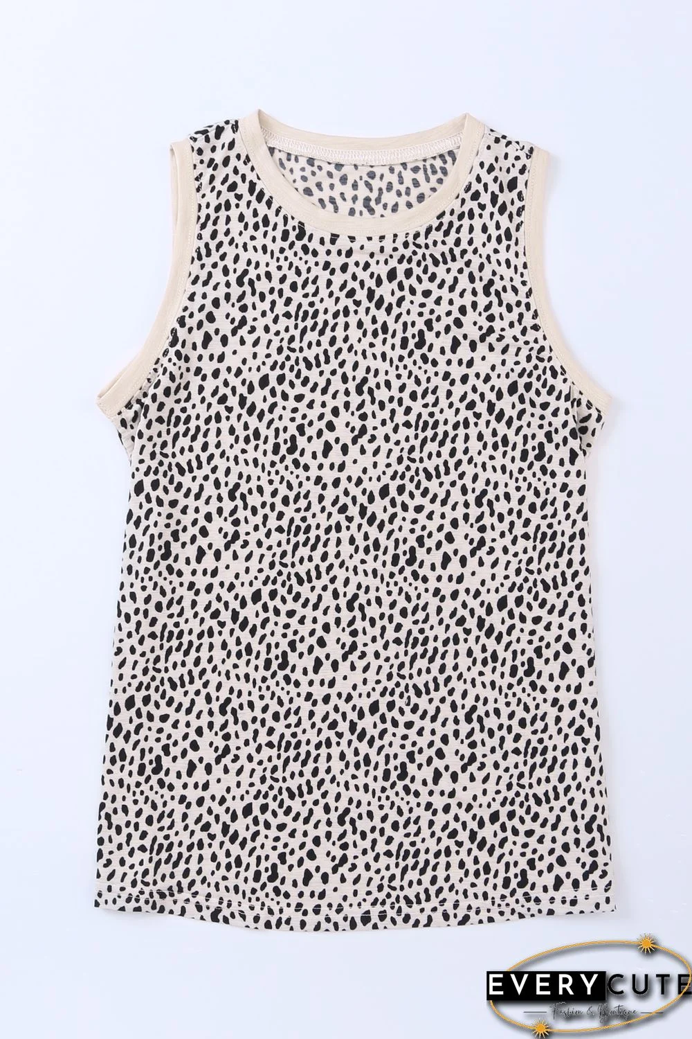 Leopard Print Round Neck Tank Top