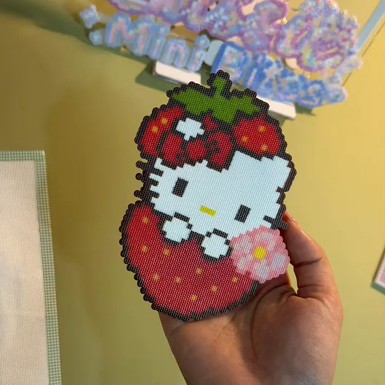 Strawberry Kitty Digital Pattern 