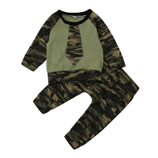 Newborn Baby Boy Girl Cool Design Camouflage Tops Pants Tracksuit Outfit