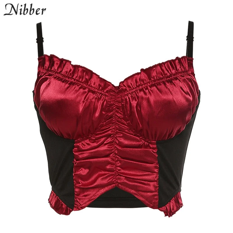 Nibber vintage High quality ruffle chiffon tops women camisole street fashion office ladies elegant vest leisure tank tops mujer