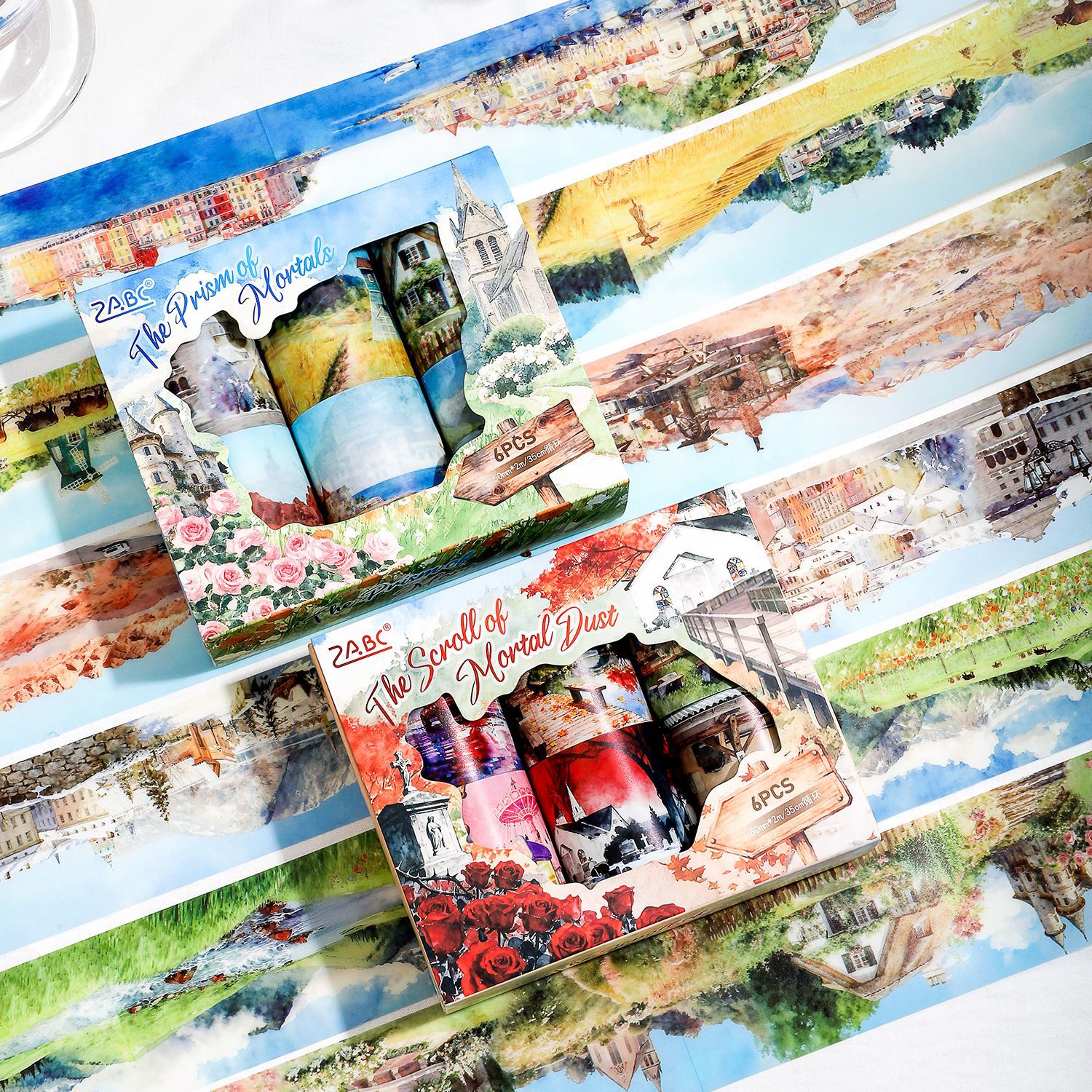 PET 테이프 - 플로팅 월드 만화경 시리즈 빈티지 플라워 빌딩 풍경