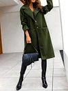 Stylish Lapel Collar Buttoned Pocket Solid Color Simple Woolen Outerwear