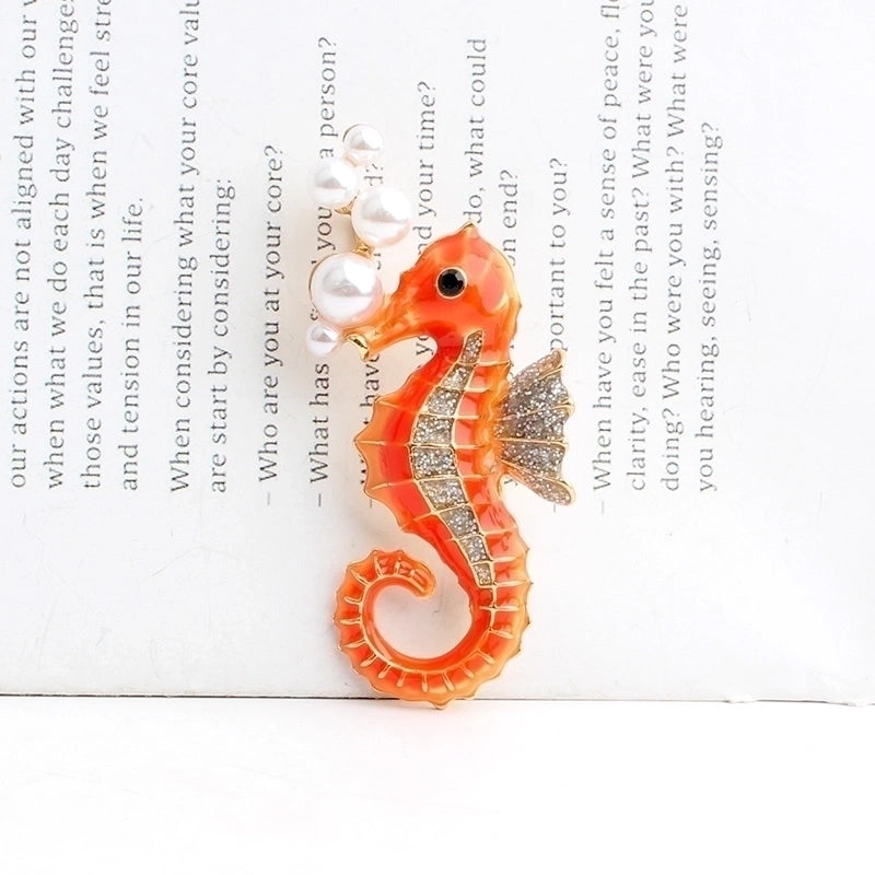 Exaggerated Funny Hippocampus Alloy Inlay Artificial Pearls Rhinestones Unisex Brooches
