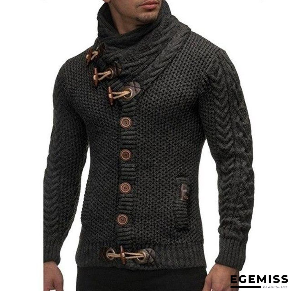 Mens buckle Sweater Cardigan Autumn winter Fashion Warm Thick Hedging Turtleneck Knitting Jumper Sweaters | EGEMISS