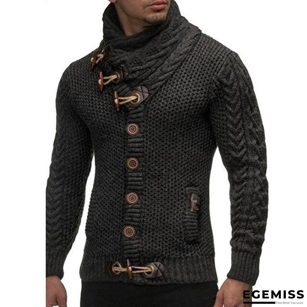 Mens buckle Sweater Cardigan Autumn winter Fashion Warm Thick Hedging Turtleneck Knitting Jumper Sweaters | EGEMISS