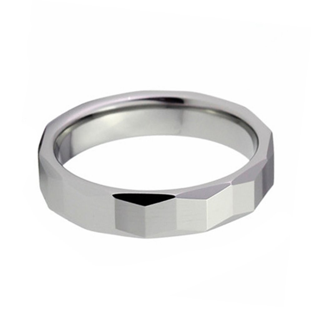 6MM Couples Silver Multi-faceted Polished Tungsten Ring