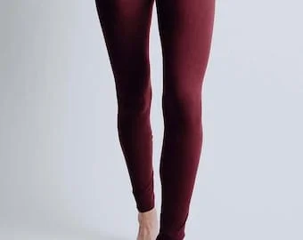 Pornhint Women's Burgundy Solid buttery soft Yoga waistband Leggings