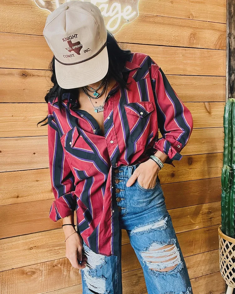 Cowgirls Vintage Plaid Button-Up Shirt