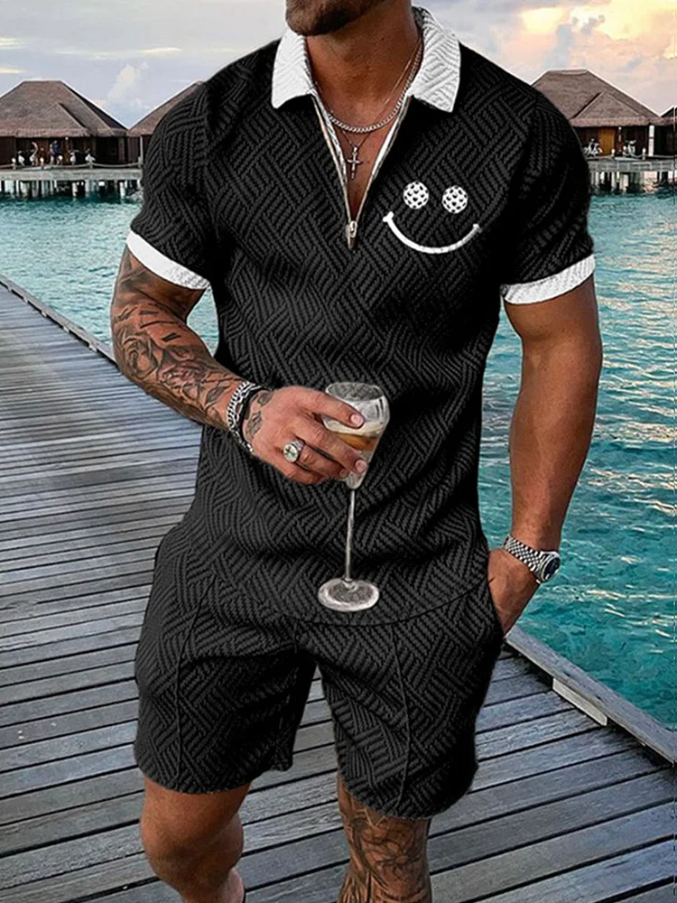 Men's Smiley Printed Polo Suit