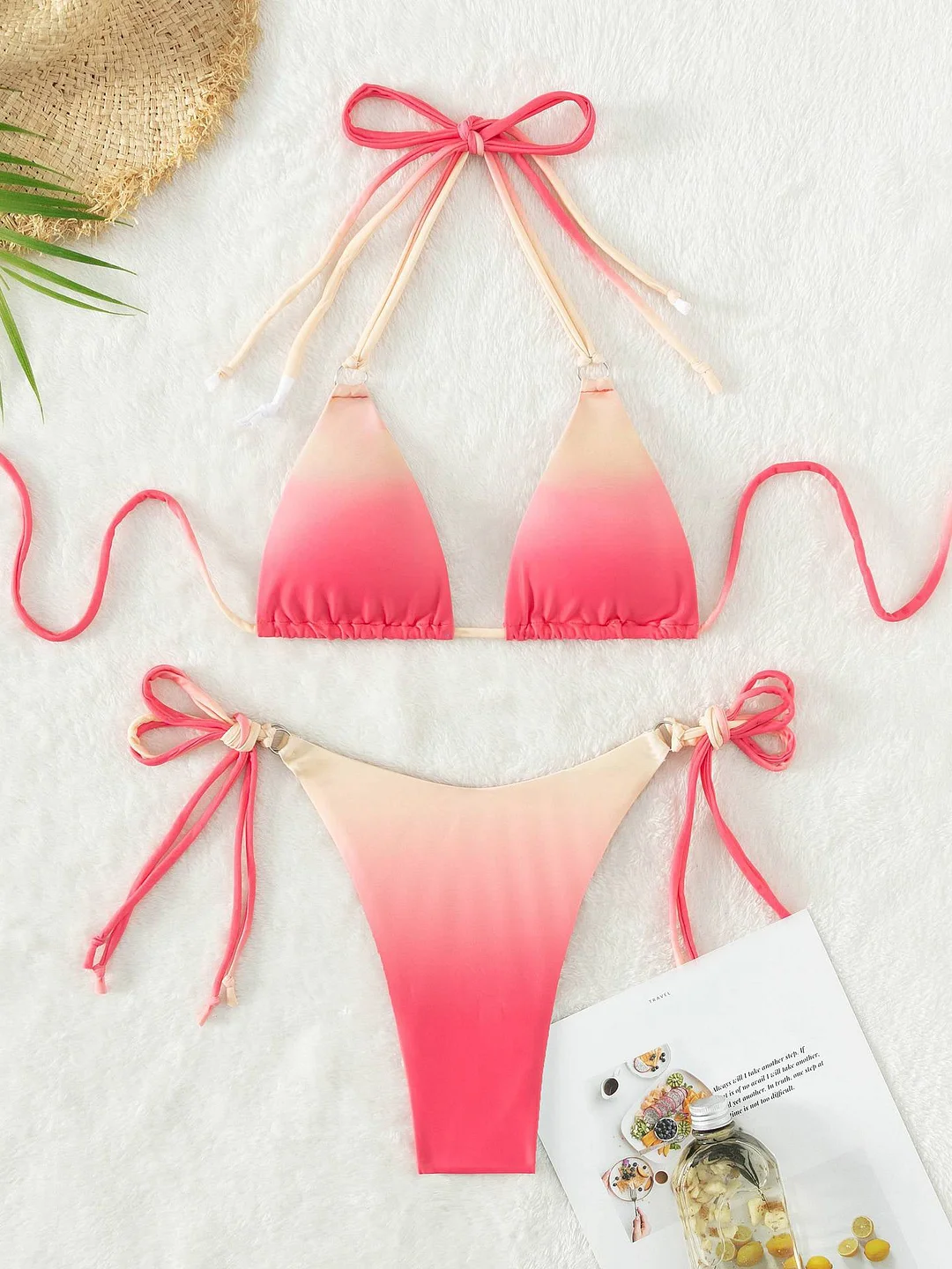 Gradient Lace-up Bikini Set