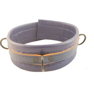 pornhint Pornhint Blue Orange Locking hand stitched Leather collar bondage  fetish hand made restraint Mature BDSM