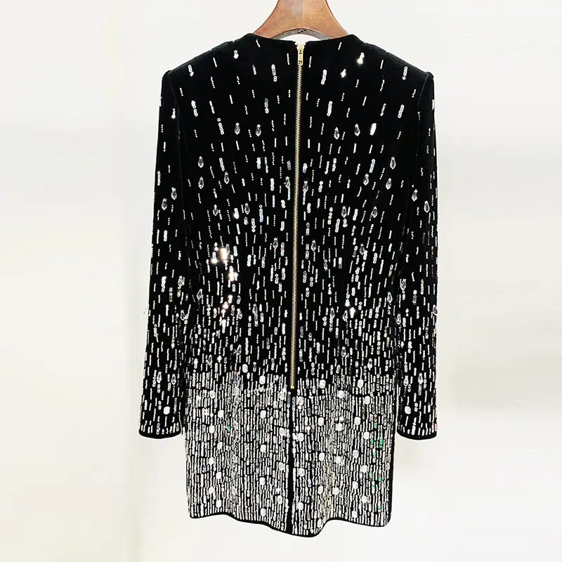 Nigikala Nigikala Autumn And Winter Star Fashion New Heavy Industry Nail Polish Lily Gold Velvet Long-Sleeved Dress
