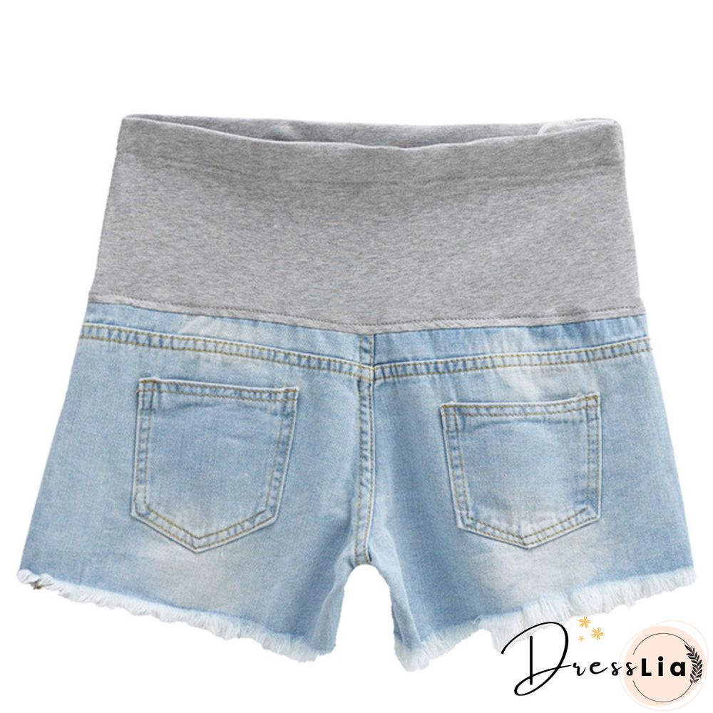 Summer Maternity Pants For Pregnant Women Clothes Denim Abdominal Elastic Waist Pregnancy Shorts