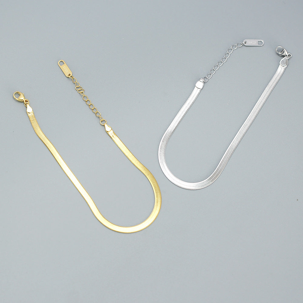 925 Sterling Silver Fashion Stripe Geometric Silver Electroplating Bracelets