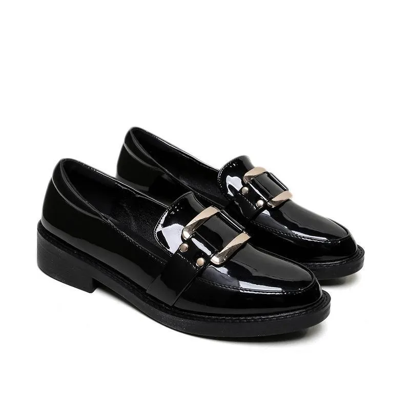 Yyvonne Yyvonne Wind Small Leather Shoes Women In 2023 Autumn And Winter New Square Buckle Leather Shoes Round Head Single Shoes And Velvet Loafer Shoes Women's Shoes