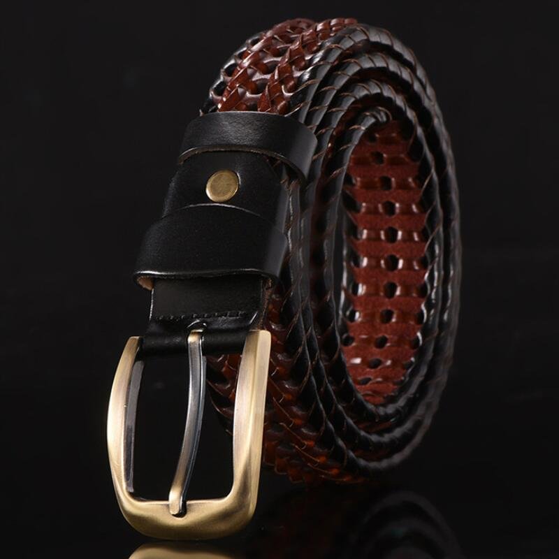 Braided Belt For Men's Belt Luxury Genuine Leather Cow Straps Hand Knitted Designer 