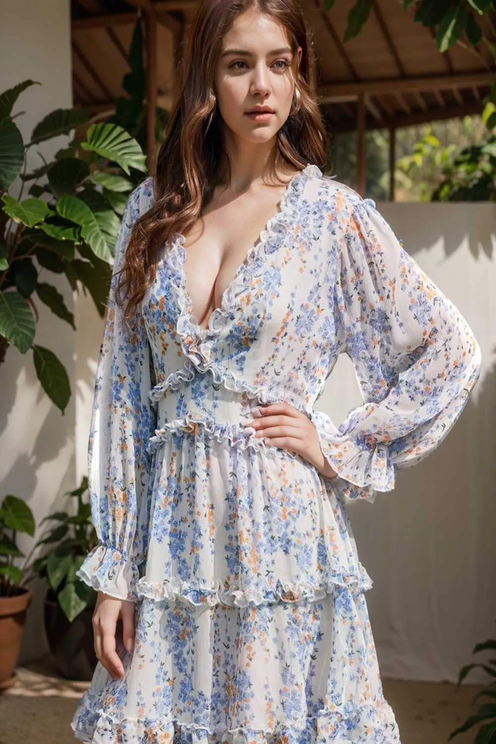 loose leopard print v neck dress drop shoulder a line closed cape paneled