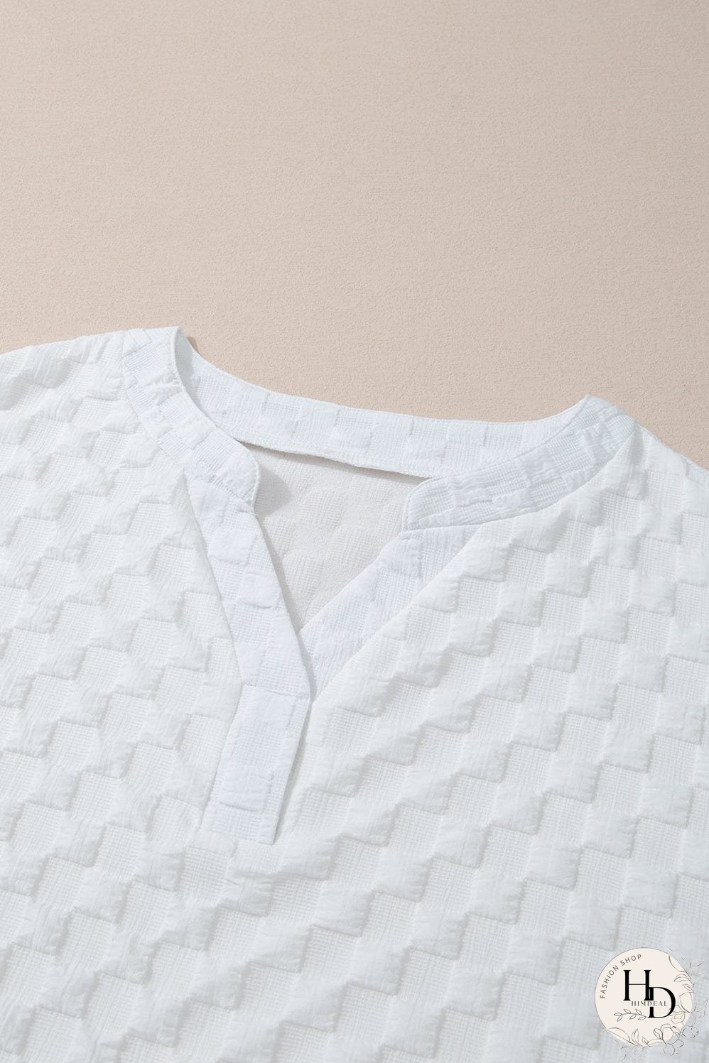 Chic White Textured V-Neck Top and Drawstring Shorts Ensemble