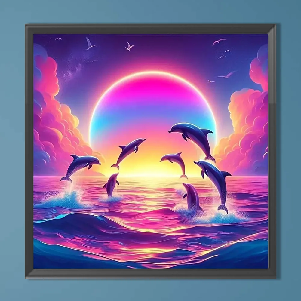 Diamond Painting - Full Round Drill - Ocean Dolphin(Canvas|40*40cm)