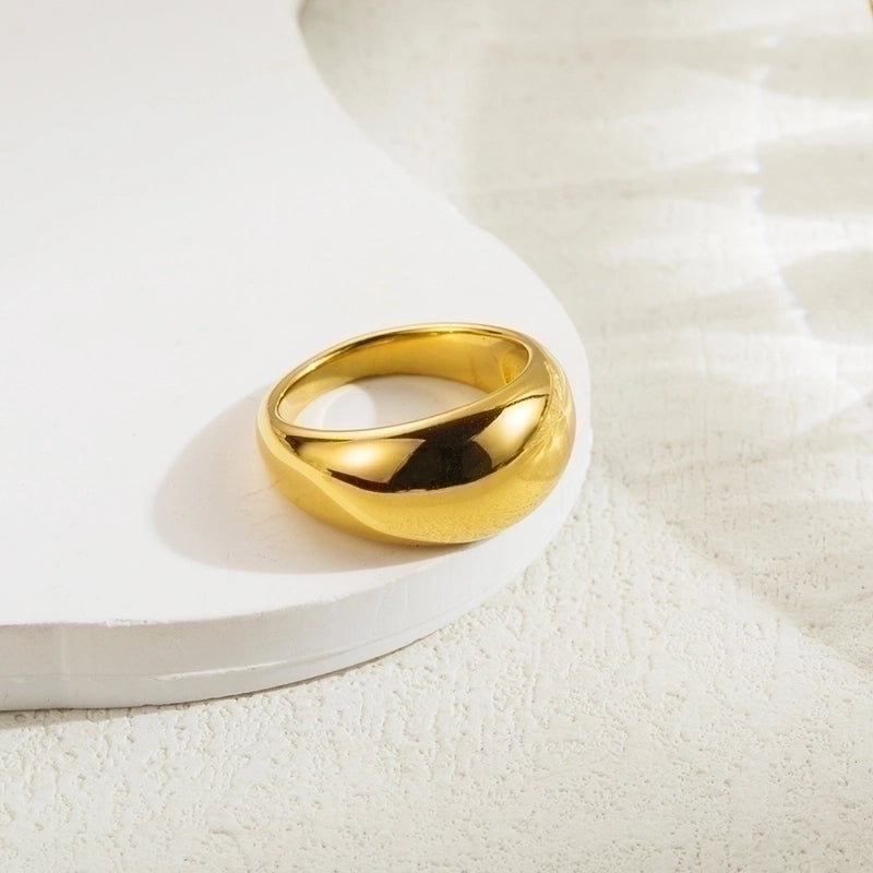 Casual Minimalist Solid Color Stainless Steel 18k Gold Plated Rings