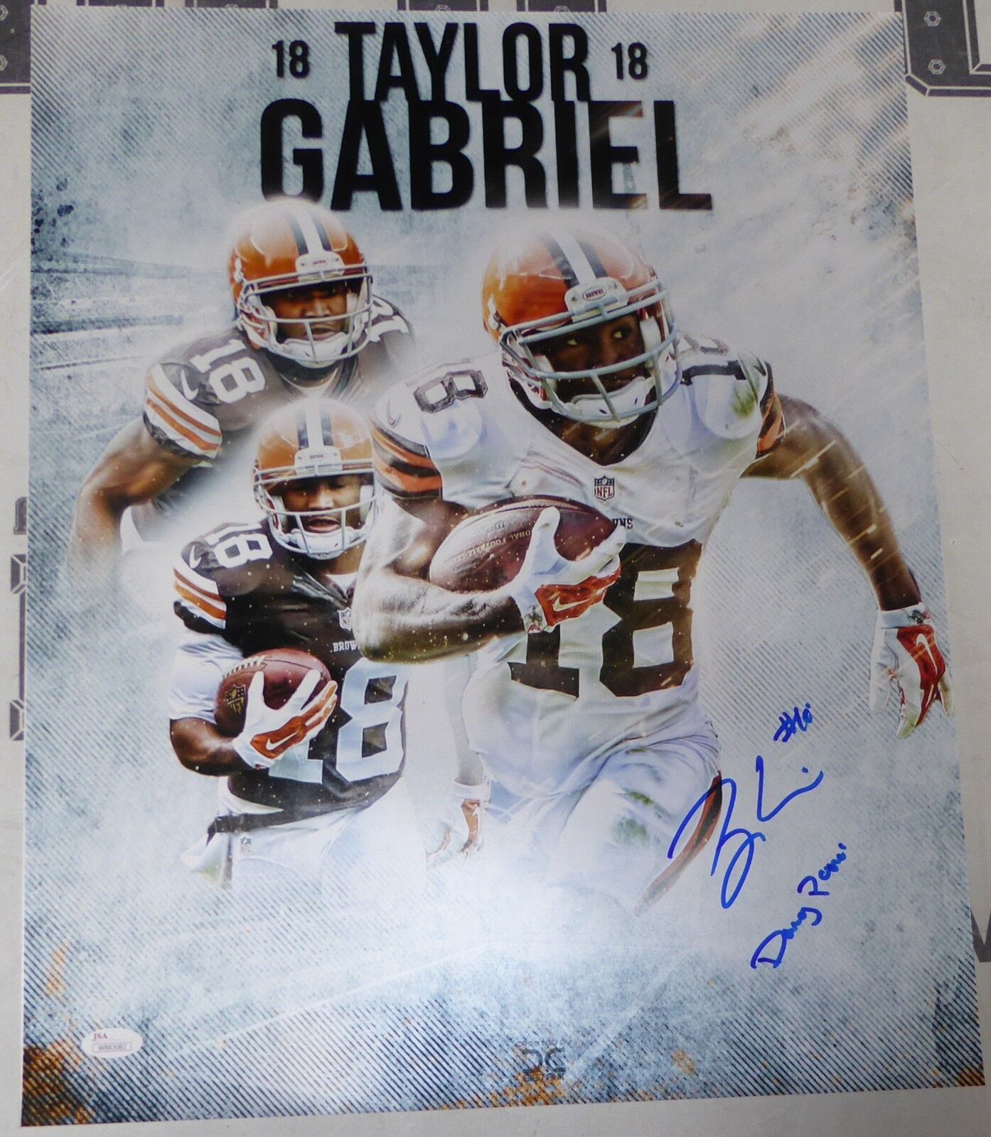 Taylor Gabriel Signed Browns Football 16x20 Photo Poster painting JSA COA Dawg Pound Autograph 3