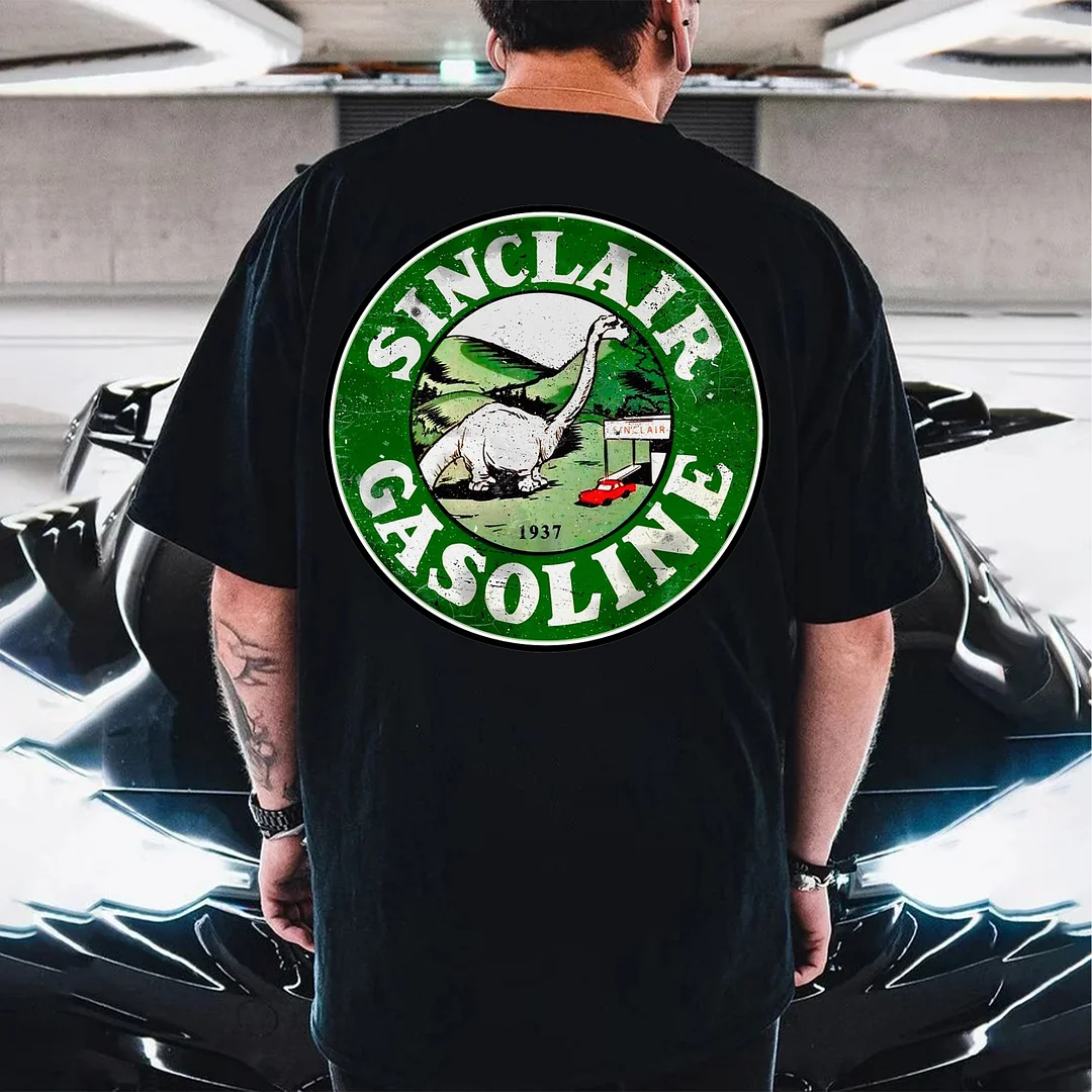 SINCLAIR GASOLINE Long-necked Dragon Print Men's T-shirt