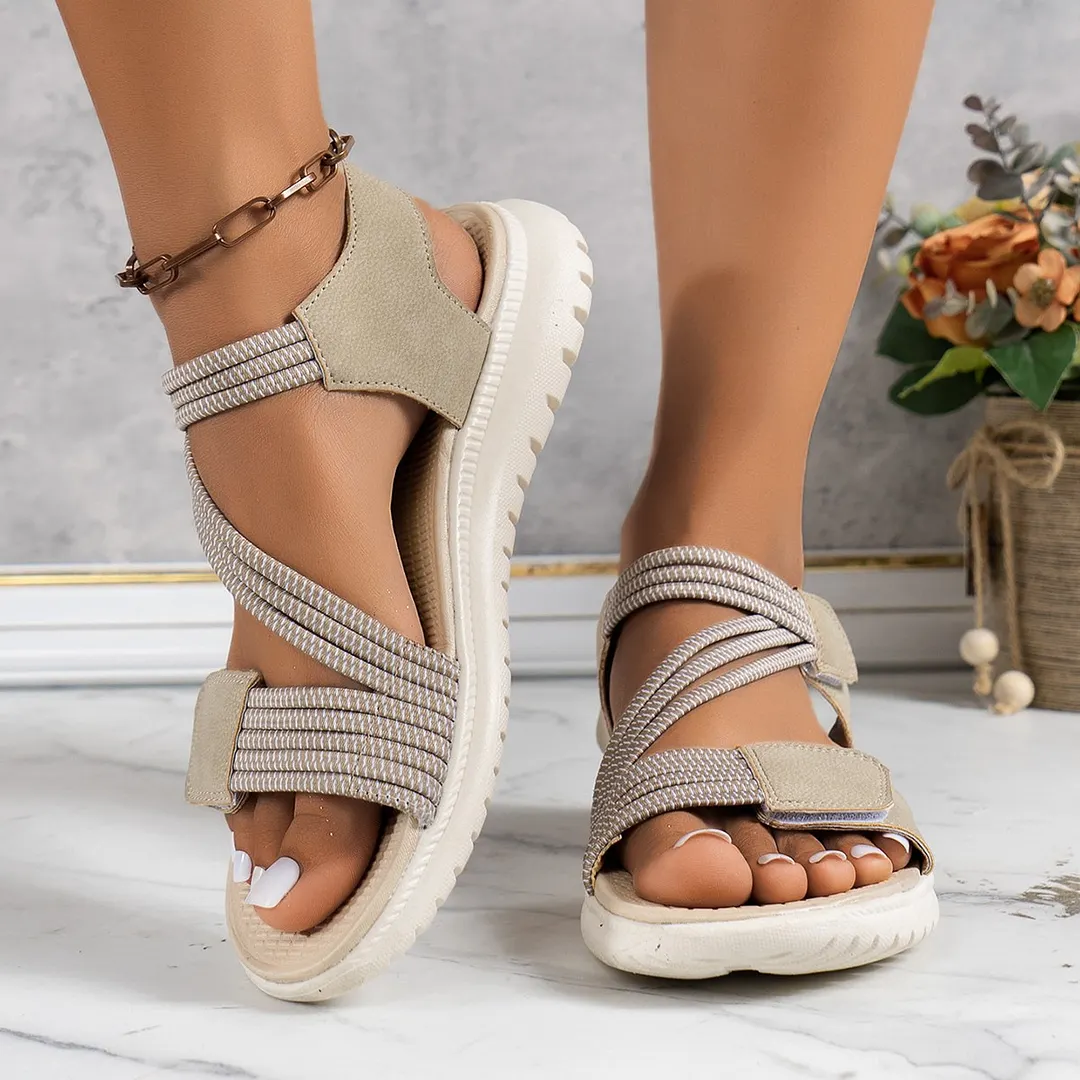 Yyvonne 2025 Sandals Women's Large-Size Car Sewing Slopes And Casual Magic Sandals