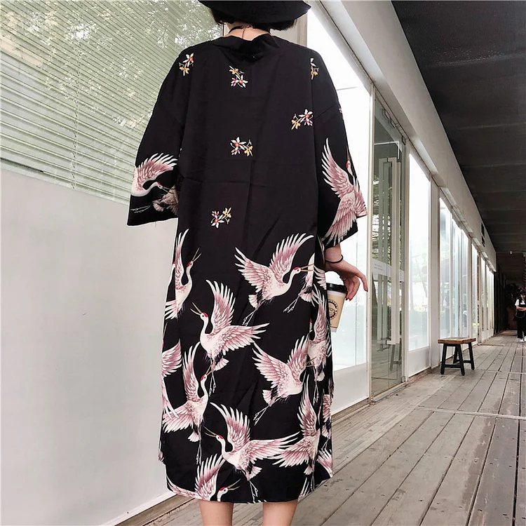 The Crane Kimono Yukata Beach Wear weebmemes