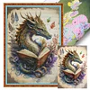(Big Size) Dragon Reading Book - 11CT Stamped Cross Stitch 40*60cm/15.75*23.62in