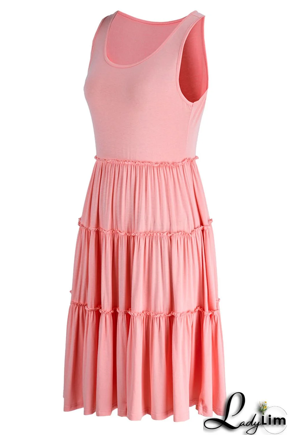 Yellow Casual Solid Patchwork Fold O Neck A Line Dresses