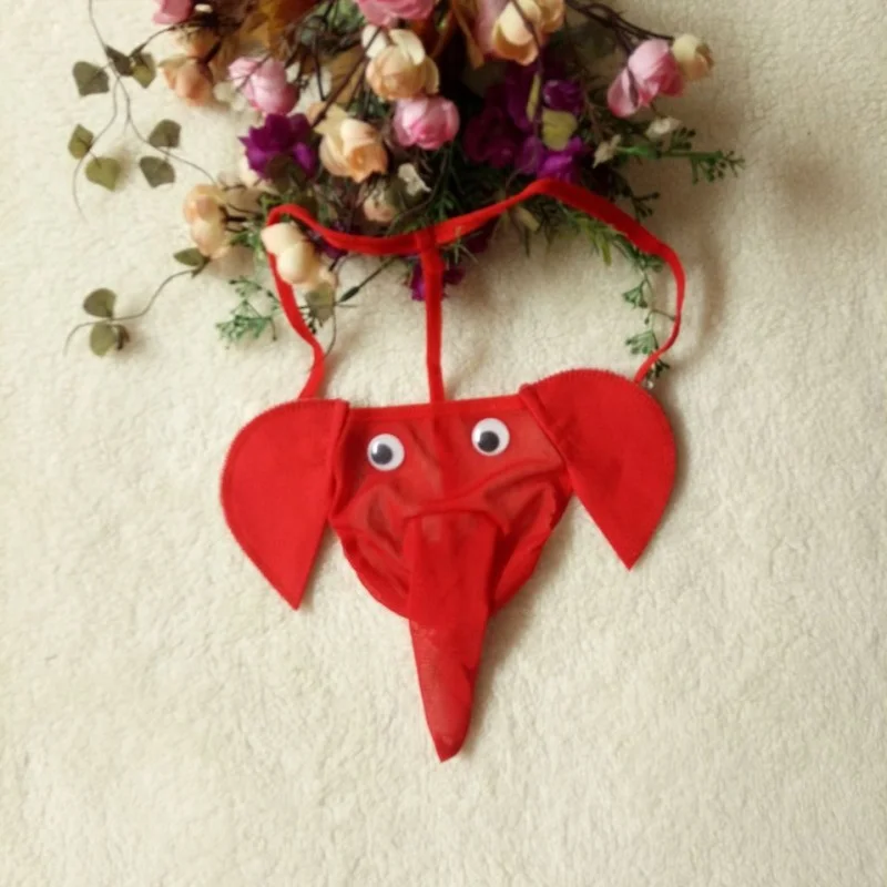 Brownm Men's Sex Underwear Elephant T-Tong Trousers Cartoon Sexy T-Pants Sex T-Tong Trousers Elephant Panties