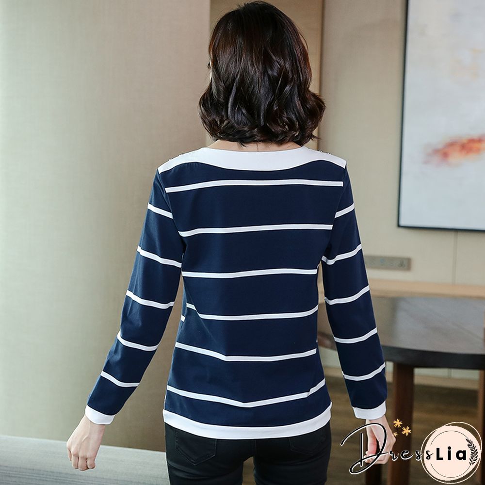 Bobokateer Long Sleeve Striped Shirt Womens Clothes Tee Femme T-Shirt Women Tshirts Mujer