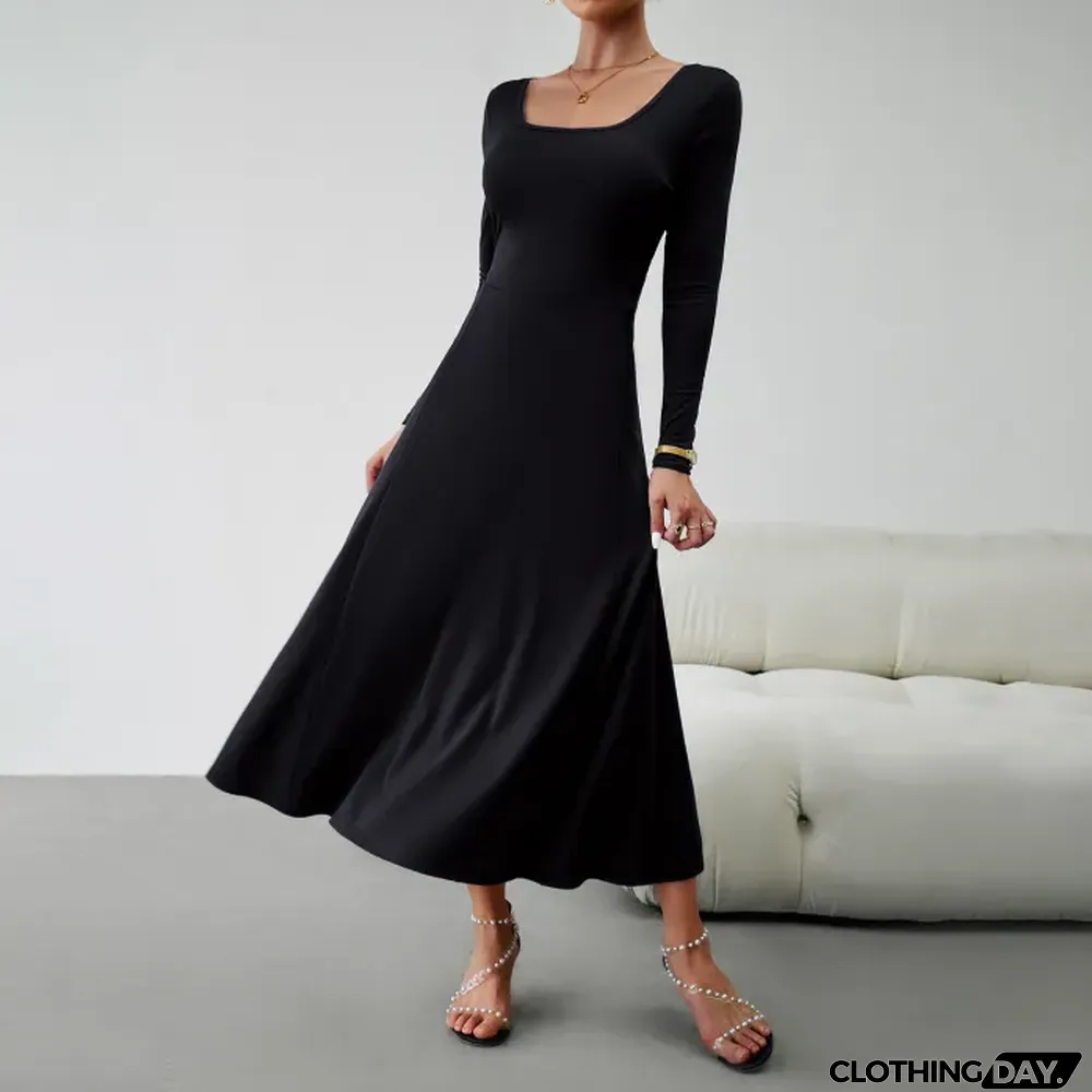 Women's Elegant Waist Long Sleeve Dress