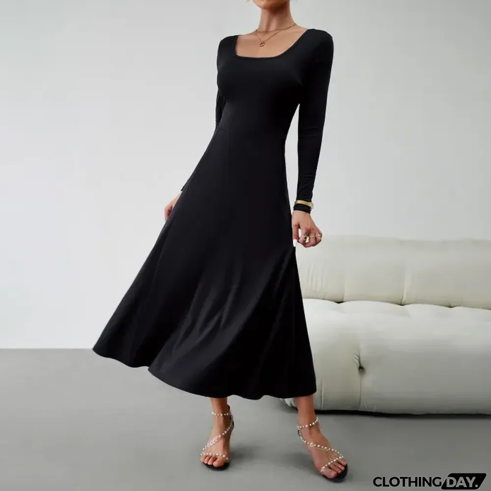 Women's Elegant Waist Long Sleeve Dress