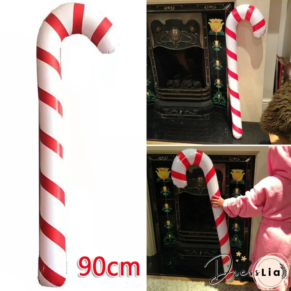 90cm Giant Inflatable Candy Cane Stick Blow Up Toy Boy Girl Christmas Stocking Filler PVC Air-filled Toys Xmas Home Decor Gifts