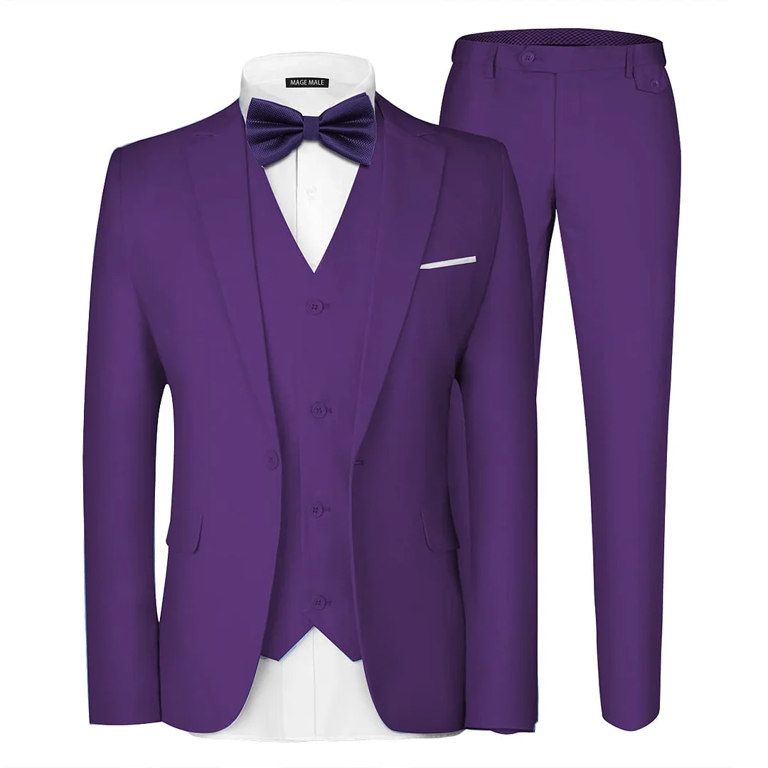 Men's Slim Fit Suit One Button 3-Piece Blazer Dress Business Wedding Party  Jacket Vest & Pant