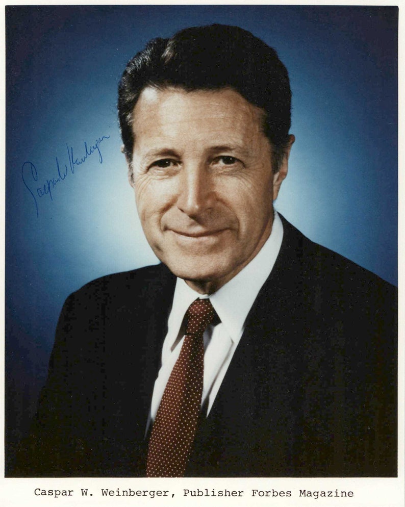 Caspar Weinberger (d. 2006) Signed Autographed Glossy 8x10 Photo Poster painting - COA Matching Holograms