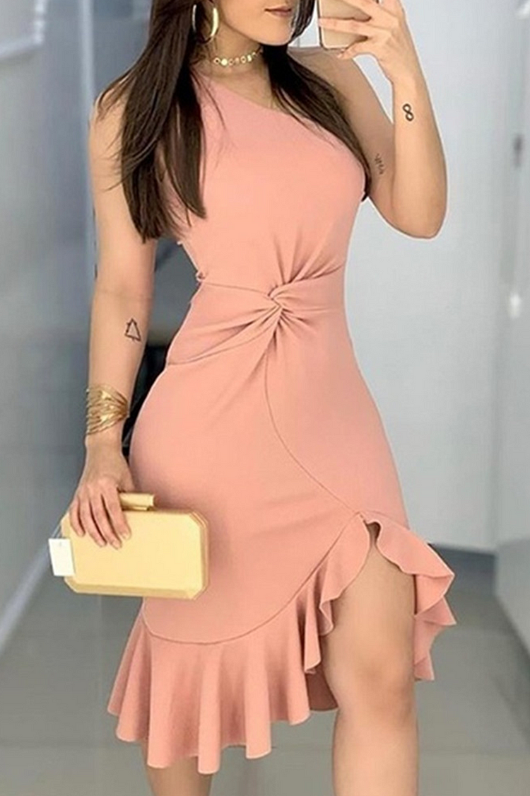Casual Solid One Shoulder Trumpet Mermaid Dresses - Life is Beautiful for You - SheChoic