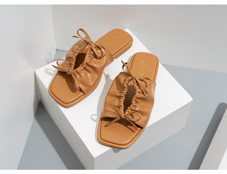 Fashion Bow Lace Up Pleated Hollow Out Sandals-Neogeekshirts:luchamp