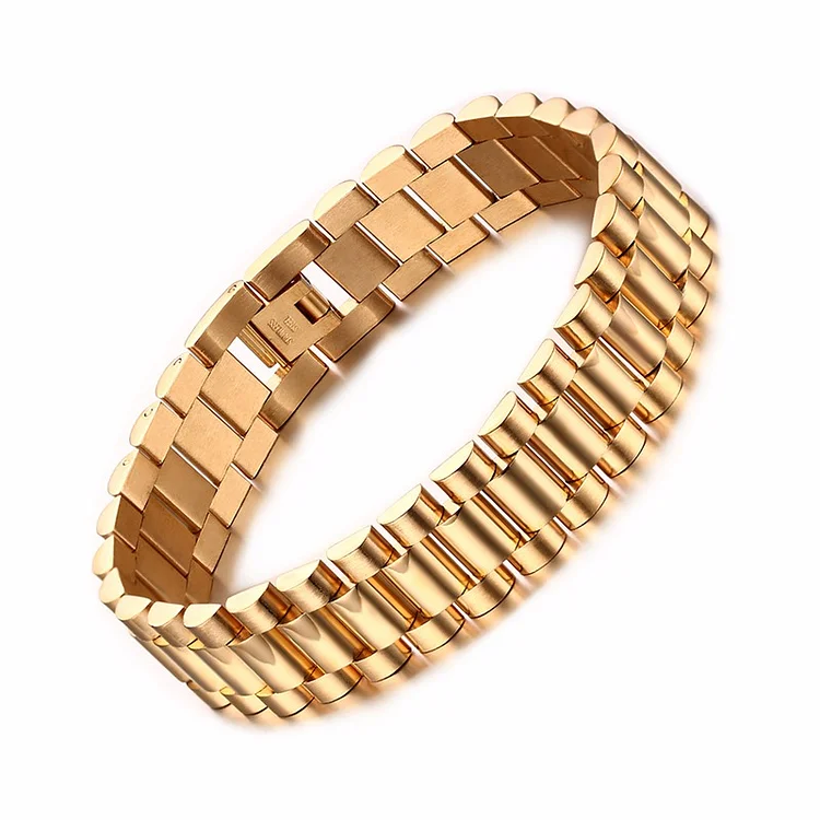 15MM Stainless Steel Men Gold Silver Bracelet Hip Hop Jewelry-VESSFUL