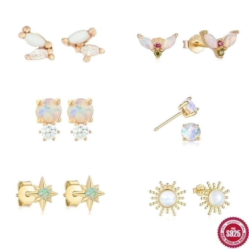 1 Pair 925 Sterling Silver Geometric Ear Studs