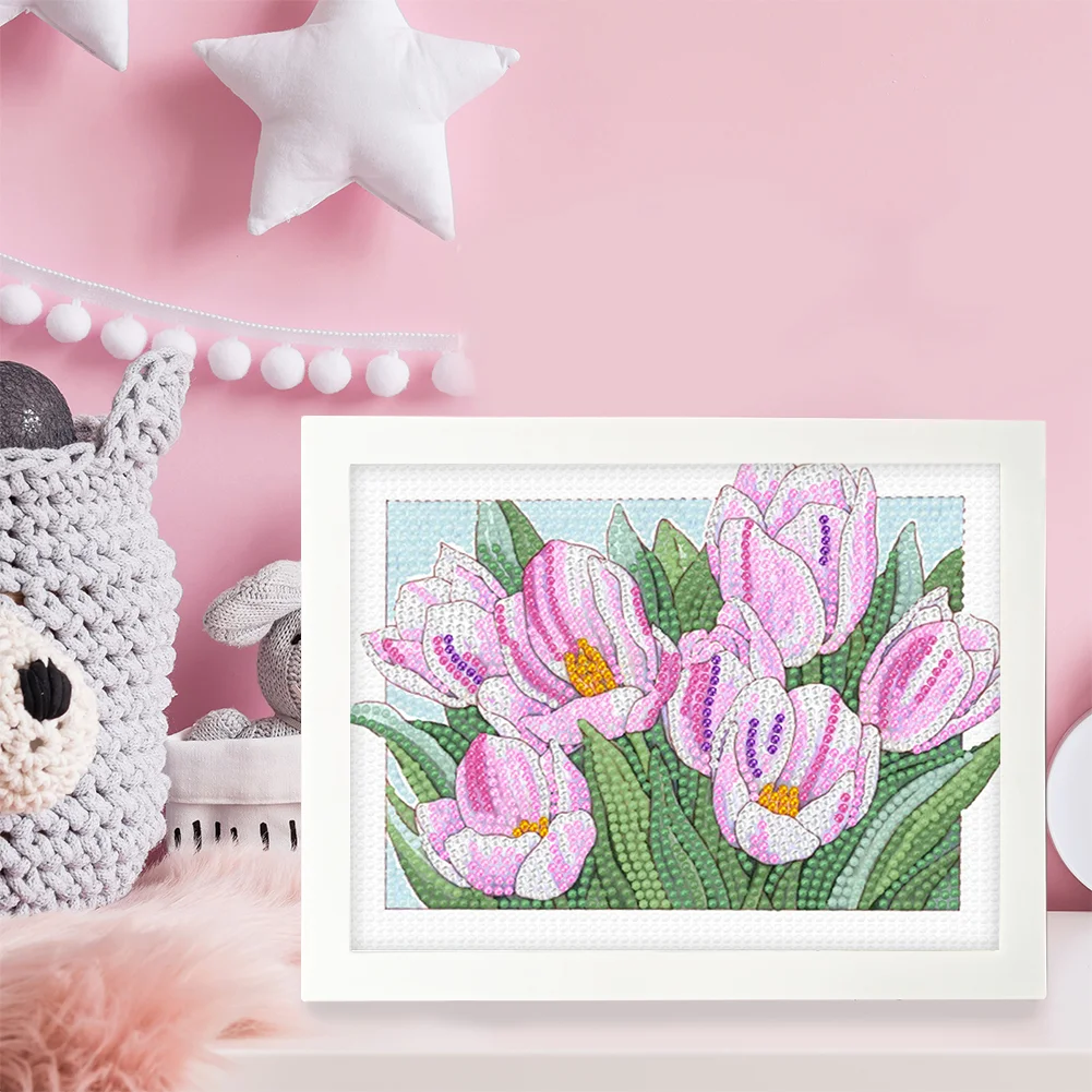 DIY Flower Full Drill Diamond Painting for Beginners(Canvas|15*20cm)【with Plastic Frame】