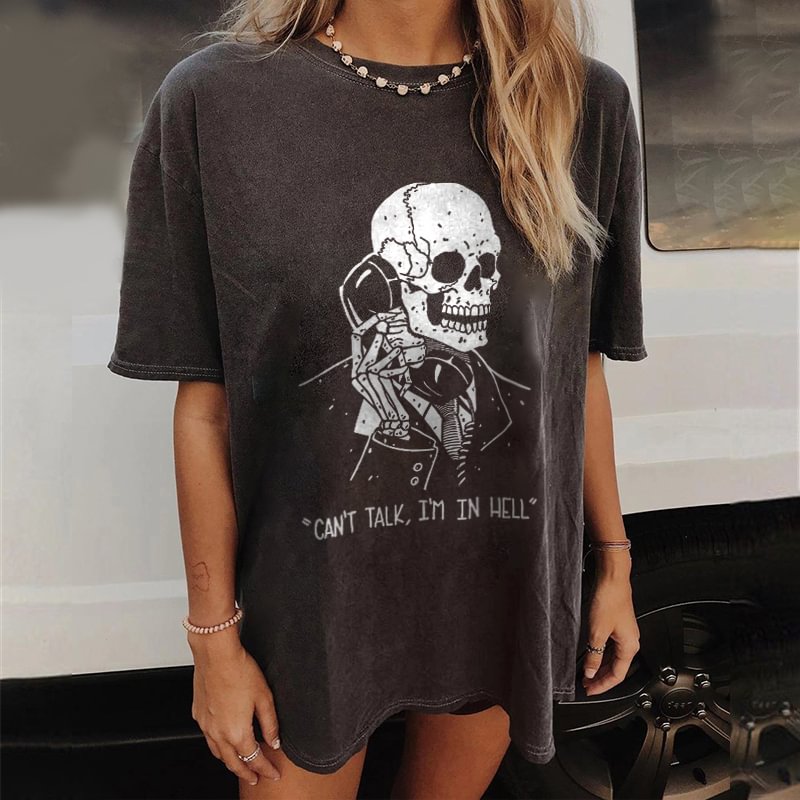 Minnieskull ''CAN'T TALK,I'M IN HELL'' Skull print t-shirt - Minnieskull