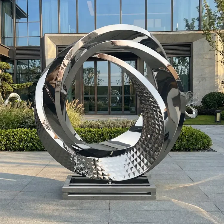 Outdoor Landscape Stainless Steel Circular Infinity Sculpture