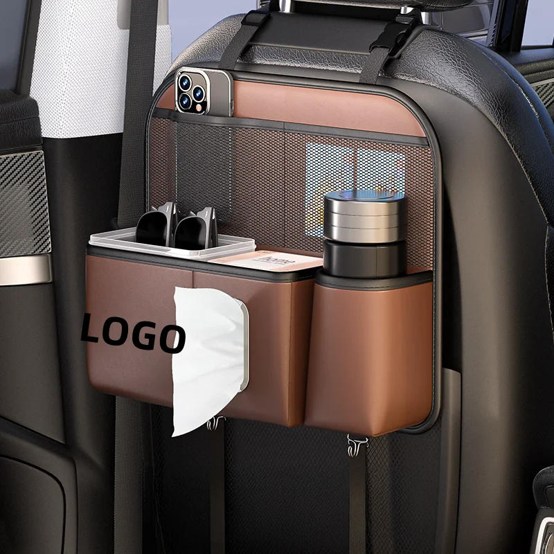 Car Trash Can Tissue Box 2-in-1 Car Seat Back Car Storage Bag