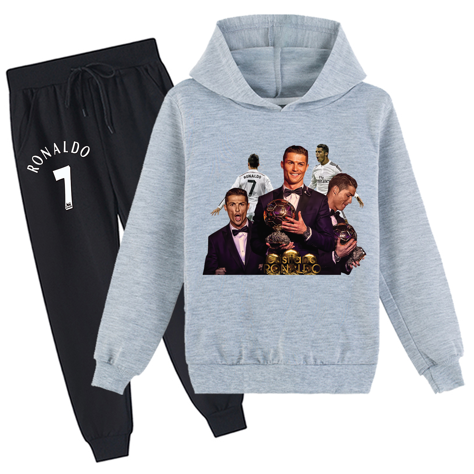 Mayoulove Unisex Cristiano Ronaldo Hoodie Set for Kids – Cool Soccer Apparel for Boys  Girls-Mayoulove